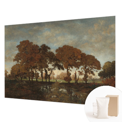 Papel mural texturado decorativo con un paisaje idílico como motivo