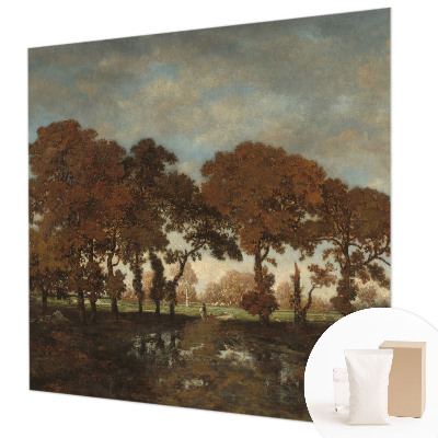Papel mural texturado decorativo con un paisaje idílico como motivo