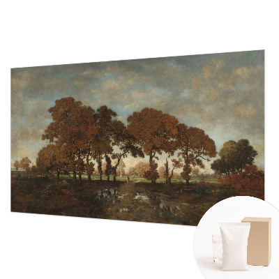 Papel mural texturado decorativo con un paisaje idílico como motivo
