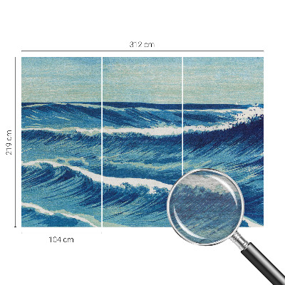 Mural decorativo con el motivo de olas del mar