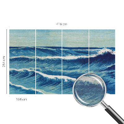 Mural decorativo con el motivo de olas del mar