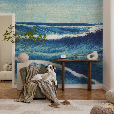 Mural decorativo con el motivo de olas del mar