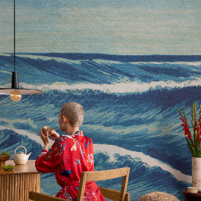 Mural decorativo con el motivo de olas del mar