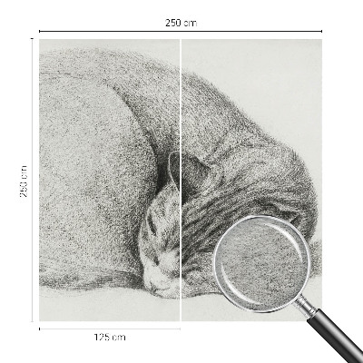 Fotomural decorativo para cabecero de cama con un gato acurrucado