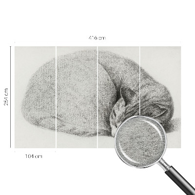 Fotomural decorativo para cabecero de cama con un gato acurrucado