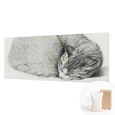 Fotomural decorativo para cabecero de cama con un gato acurrucado