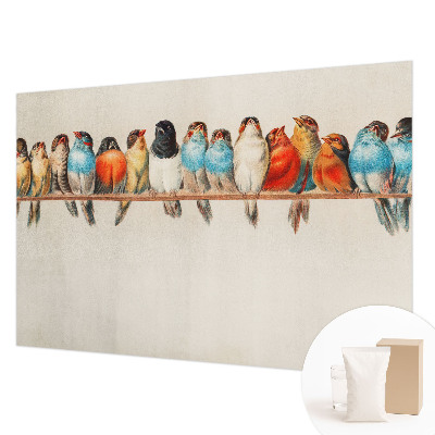 Papel mural con patrón decorativo con diseño de pájaros sobre una rama