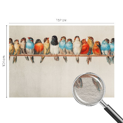 Papel mural con patrón decorativo con diseño de pájaros sobre una rama
