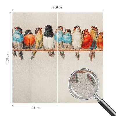 Papel mural con patrón decorativo con diseño de pájaros sobre una rama