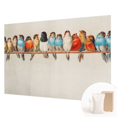 Papel mural con patrón decorativo con diseño de pájaros sobre una rama