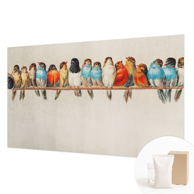 Papel mural con patrón decorativo con diseño de pájaros sobre una rama