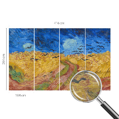 Mural decorativo con un paisaje de campo