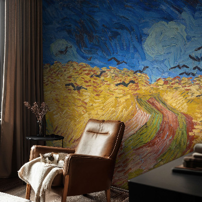 Mural decorativo con un paisaje de campo