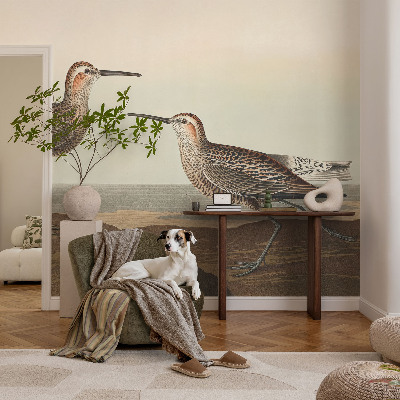 Fotomural decorativo para cabecero de cama con diseño de siluetas de pájaros