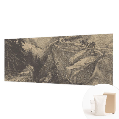 Papel mural con patrón decorativo con un motivo de montañas pintorescas