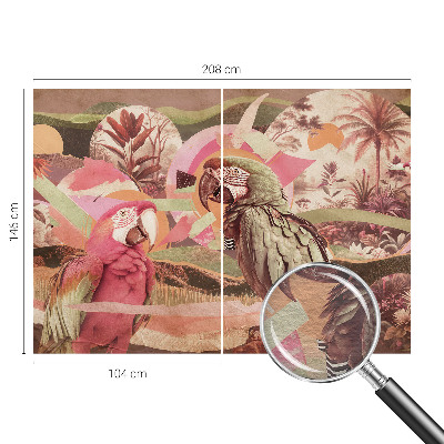 Fotomural decorativo para cabecero de cama con diseño de aves tropicales