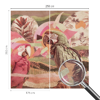 Fotomural decorativo para cabecero de cama con diseño de aves tropicales