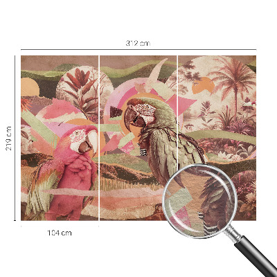 Fotomural decorativo para cabecero de cama con diseño de aves tropicales