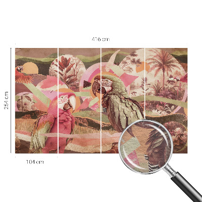 Fotomural decorativo para cabecero de cama con diseño de aves tropicales