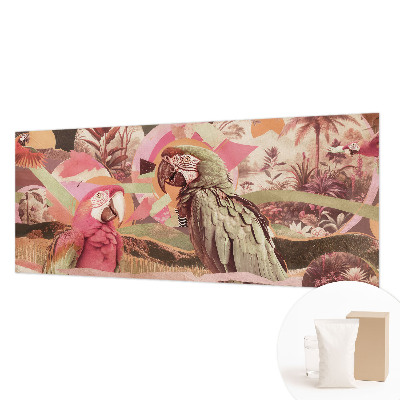 Fotomural decorativo para cabecero de cama con diseño de aves tropicales
