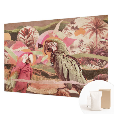Fotomural decorativo para cabecero de cama con diseño de aves tropicales