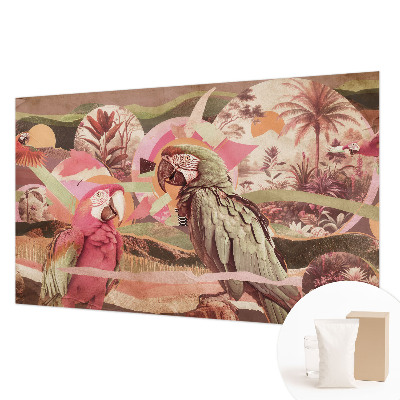 Fotomural decorativo para cabecero de cama con diseño de aves tropicales
