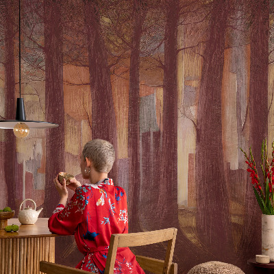 Mural de pared con estampado hermoso con un paisaje misterioso