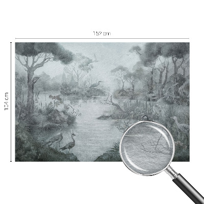 Papel mural con patrón decorativo con un paisaje natural