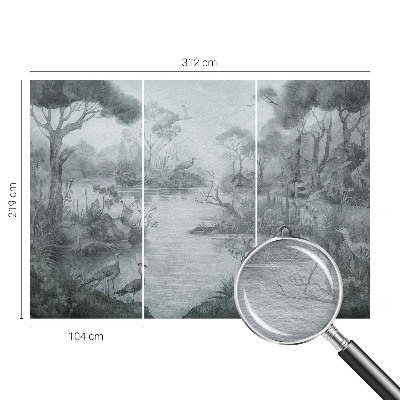 Papel mural con patrón decorativo con un paisaje natural