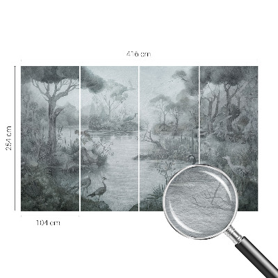 Papel mural con patrón decorativo con un paisaje natural