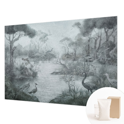Papel mural con patrón decorativo con un paisaje natural