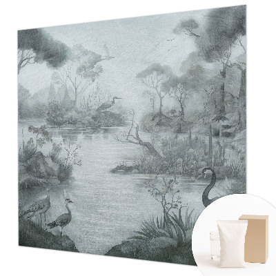 Papel mural con patrón decorativo con un paisaje natural