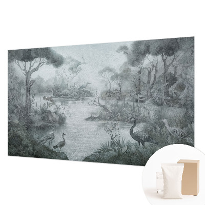 Papel mural con patrón decorativo con un paisaje natural