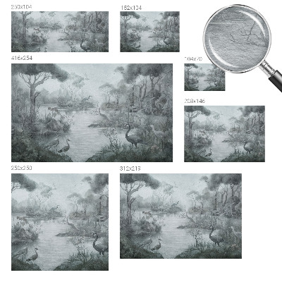 Papel mural con patrón decorativo con un paisaje natural