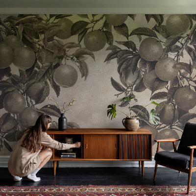 Papel mural texturado decorativo con un patrón de frutas