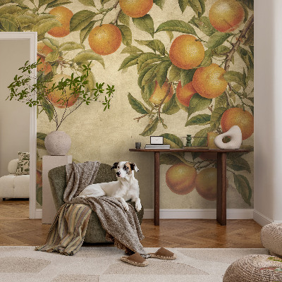Mural decorativo con diseño de ramas frutales