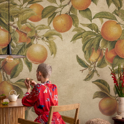 Mural decorativo con diseño de ramas frutales