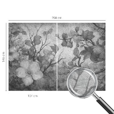 Fotomural decorativo para cabecero de cama con una rama de flor como motivo