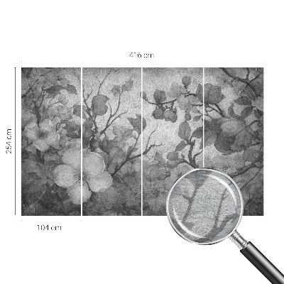 Fotomural decorativo para cabecero de cama con una rama de flor como motivo