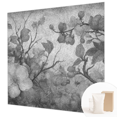 Fotomural decorativo para cabecero de cama con una rama de flor como motivo