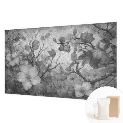 Fotomural decorativo para cabecero de cama con una rama de flor como motivo