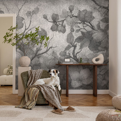 Fotomural decorativo para cabecero de cama con una rama de flor como motivo