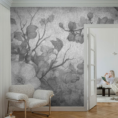 Fotomural decorativo para cabecero de cama con una rama de flor como motivo