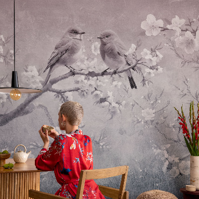 Papel mural con patrón decorativo con un motivo de naturaleza sutil