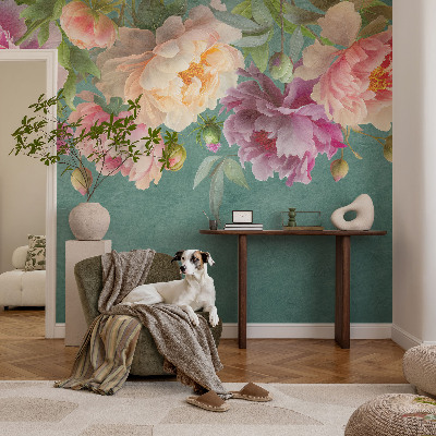 Papel mural texturado decorativo con motivo floral elegante