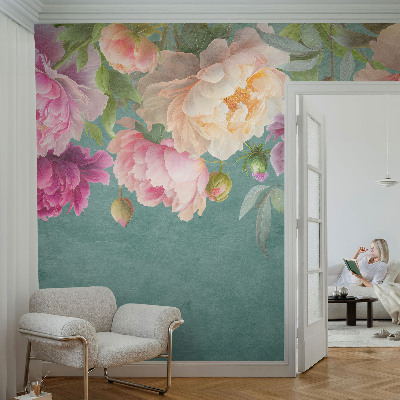 Papel mural texturado decorativo con motivo floral elegante
