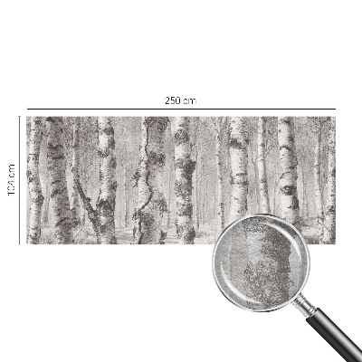 Fotomural decorativo para cabecero de cama con un motivo de bosque de abedules
