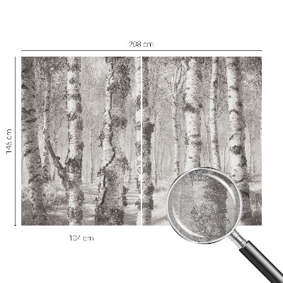 Fotomural decorativo para cabecero de cama con un motivo de bosque de abedules