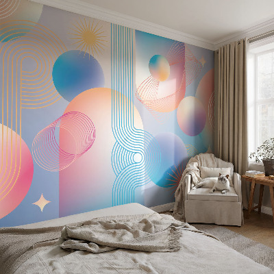 Papel mural con patrón decorativo con un diseño de abstracción colorida