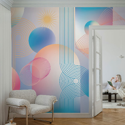 Papel mural con patrón decorativo con un diseño de abstracción colorida